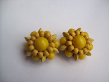 originele vintage oorbellen warm mais geel oorclips sale - 1