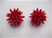 mooie rode oorbellen origineel vintage rood oorknoppen clibs - 1 - Thumbnail