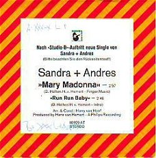 VINYLSINGLE * SANDRA & ANDRES * MARY MADONNA  * GERMANY 7" *