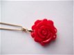 vintage hanger oud goud ketting rode roos hippe ibiza flower - 1 - Thumbnail
