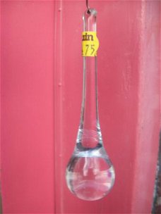 vintage raam-hanger feng shui jaren 70tig lange druppel glas