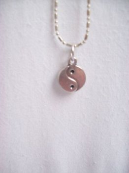 mooie zilveren yin yang 925 gemerkt hanger ketting fijntjes - 1