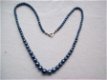 vintage parelsnoer nachtblauw collier snoer ketting parels - 2 - Thumbnail