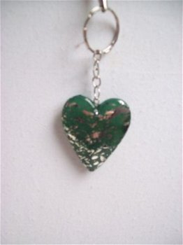 groot groen met zilver hart sleutelhanger - 2
