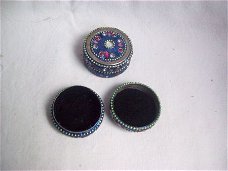 oude india sieraden doosje antiek vintage etnisch blauw goud