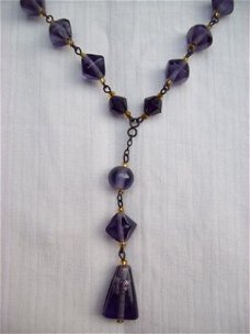 vintage ketting collier halssnoer amethist paarse kralen