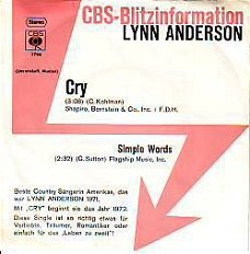 VINYLSINGLE * LYNN ANDERSON  * CRY  * GERMANY 7" *