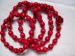 vintage armbanden rood met skull koraal roosje resin hout - 1 - Thumbnail