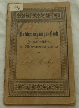 Bescheinigungs Buch Invaliditeits / Ouderdomsverzekering, 1908 - 1941. - 0