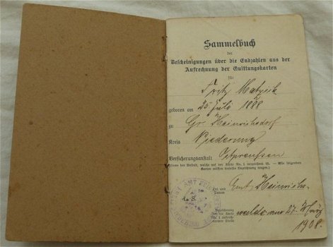 Bescheinigungs Buch Invaliditeits / Ouderdomsverzekering, 1908 - 1941. - 1