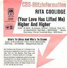 VINYLSINGLE * RITA COOLIDGE  * HIGHER AND HIGHER  * GERMANY