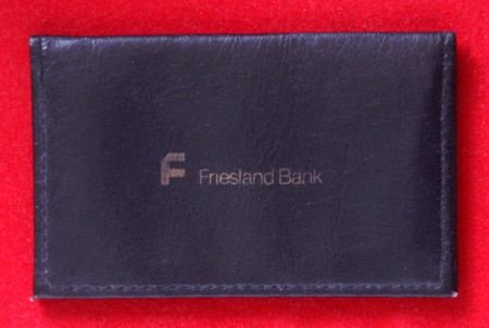 Leren etui voor bankpasjes + reklame Friesland Bank - 1