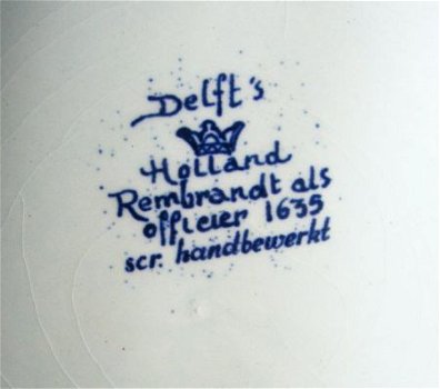 Groot Delfts blauw wandbord Rembrandt - 1