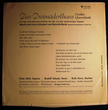 LP operette "das Dreimäderlhaus",1958,elektrola 60588,zgst, - Afbeelding 3