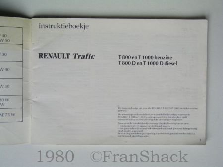 [1980] Renault Traffic Instructieboekje, Renault - 2