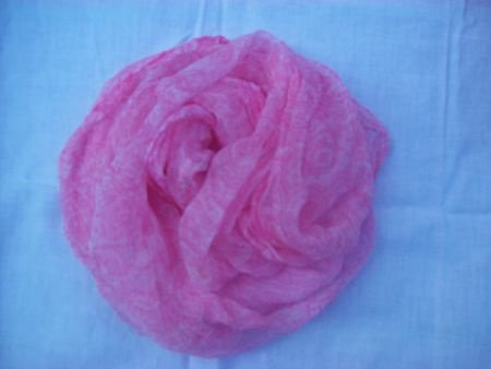 vintage sjaaltje fijne voile soepel organza roze wit retro - 1