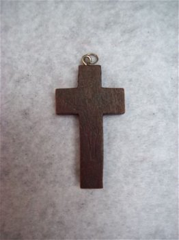 houten kruisje hanger kruis cross bruin hout - 1