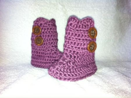 Oudroze gehaakte baby uggs - 1