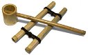 Bamboe tsukubai - bishaku, bamboe lepel en plateau - 1 - Thumbnail