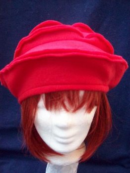 hippe hoed rood torentje red hat pet baret in grijs en paars - 2