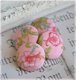 Setje van 4 vintage stoffen knopen, roze bloem - 1 - Thumbnail