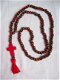 hippieketting terra/rood mala bidsnoer hanger kruis kwastje - 3 - Thumbnail