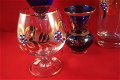 Blauwe vaasje met goud en sierstenen cognacglas en biergla - 1 - Thumbnail