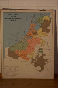 Schoolplaat van "Karel V Heer over Nederlandsche Gewesten".