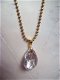 ball chain ketting goud met swarovski kristal hanger helder - 1 - Thumbnail