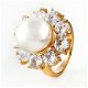 Nieuw-Grote Geraffineerde Pearl Ring met zircons - 1 - Thumbnail