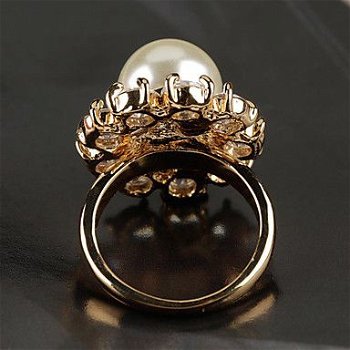 Nieuw-Grote Geraffineerde Pearl Ring met zircons - 1