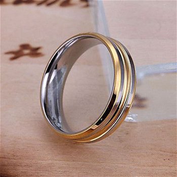 Nieuw-verzilverde/gouden ring met zirconia steen - 1