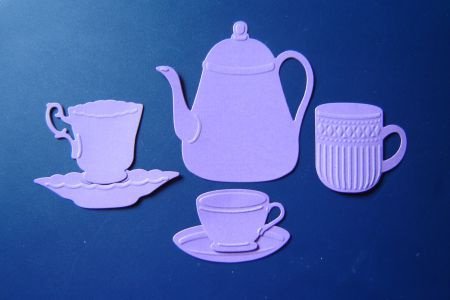 4. koffie servies opleg setje, paars - 1