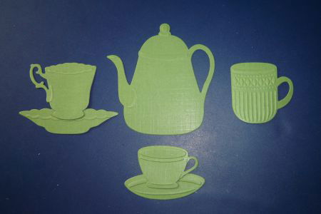 5. koffie servies opleg setje, groen - 1