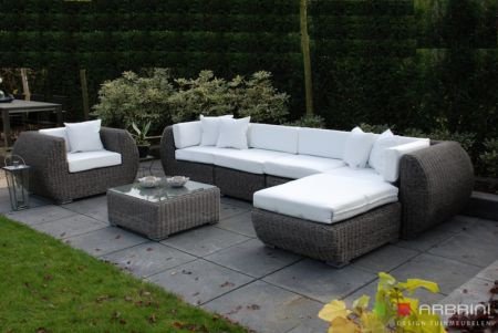 Loungeset Curved rondwicker lounge tuin bank set incl. levering - 2