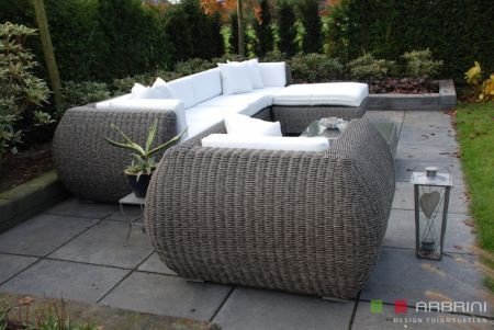 Loungeset Curved rondwicker lounge tuin bank set incl. levering - 3