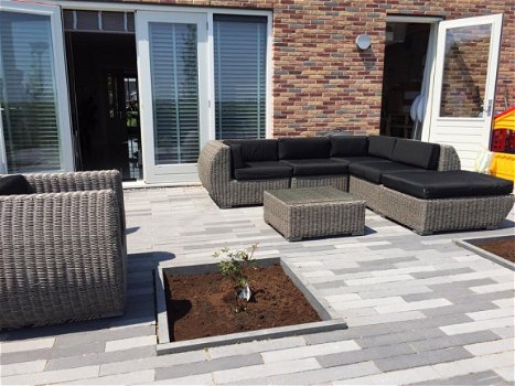 Loungeset Curved rondwicker lounge tuin bank set incl. levering - 7