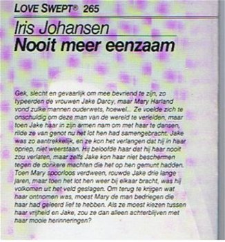 Iris Johansen = Nooit meer eenzaam (loveswept 265 ) - 2