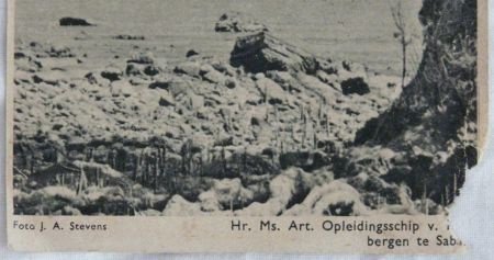 Postkaart, Kanonneerboot Hr. Ms. Art. Opleidingsschip v. Kinsbergen, jaren'40. - 2