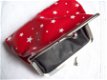 vintage tasje rood wit sterren beursje portomonee met knip - 1 - Thumbnail