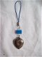 mobiel hanger blauw millefiori kraal zilver hart aan koord - 1 - Thumbnail