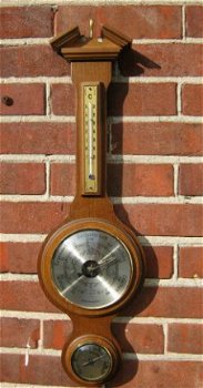 Klass. Banjo Baro-/hygro-/ thermometer,eiken,nst. - 1