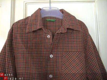 Benetton geruite overhemd / blouse maat 98 - 4