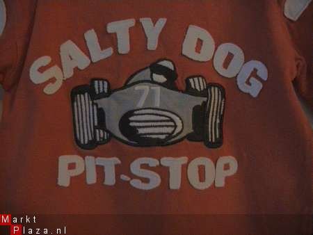 Salty Dog zwart grijze broek en oranje trui met race auto 92 - 1