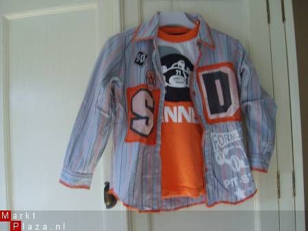 Salty Dog grijs oranje blouse stoere tekst en race auto 98 - 7