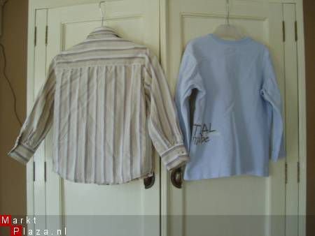 Microbe streepblouse en longsleeve lichtblauw beige 98 - 3