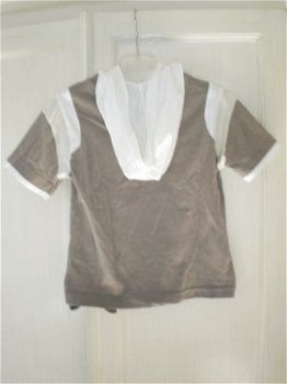 Pointer beige wit shirt korte mouw en capuchon maat 104 - 3