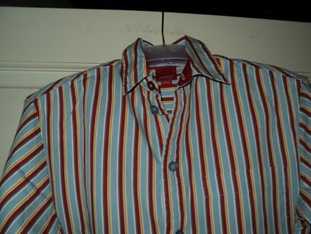 Esprit rood, oranje en blauw gestreepte blouse maat 116/122 - 2