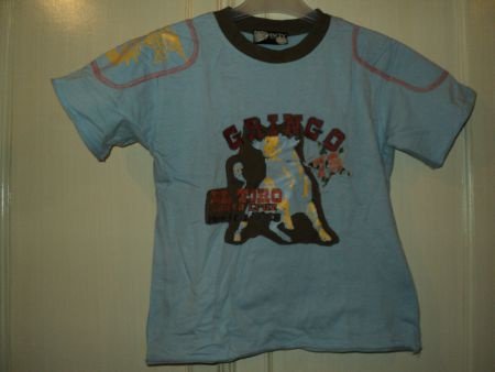 Boy Star lichtblauw shirt met grote print van stier maat 104 - 1