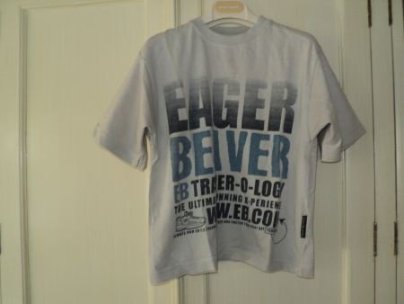 Eager Beaver beige shirtje met grote print maat 104 - 1